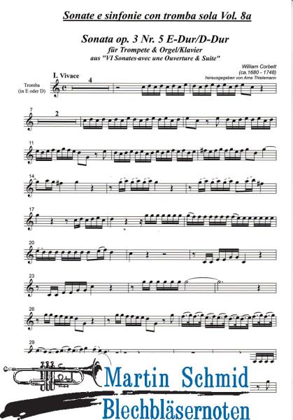 Artikelbild 3 des Artikels “Sonata op.3 Nr.5 E-Dur/D-Dur (Trompete.Klavier/Orgel) (Sonate e sinfonie con tromba sola) (Collection Arne Thielemann) “