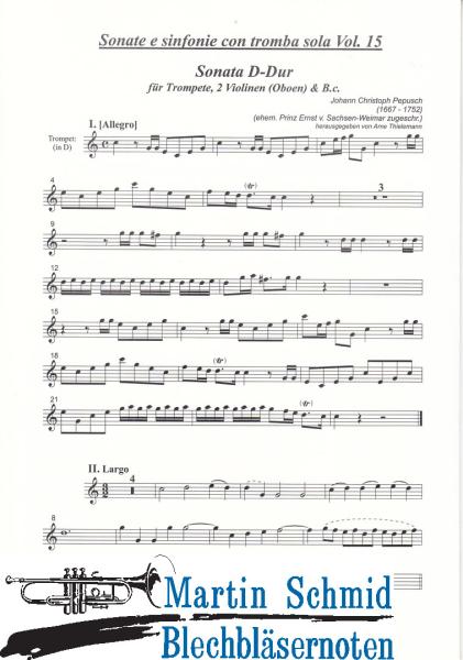 Artikelbild 3 des Artikels “Sonata D-Dur (Trompete.2Violinen/Oboen.Bc) (Sonate e sinfonie con tromba sola) (Collection Arne Thielemann) “